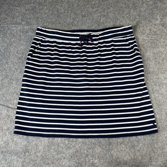 Joules Mini Skirt Womens 12 Navy White Nautical Striped Cotton Casual Pockets - Picture 1 of 10